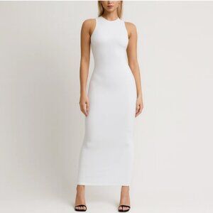 NWT Naked Wardrobe Dress M White Maxi Bodycon Sleeveless Compression Sculpting